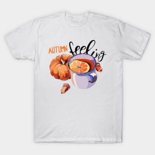 Autumn tea mug and pumpkin T-Shirt